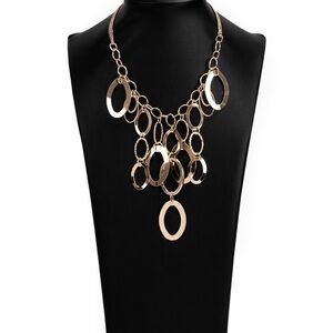Stunning Gold Layered Chain Statement Necklace & Earring Set